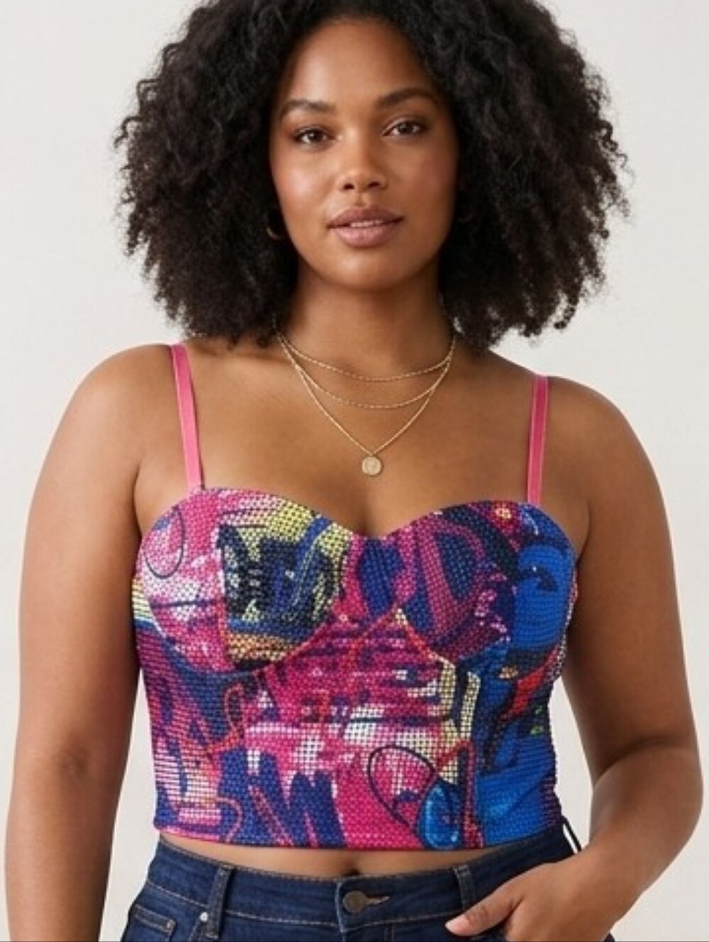 Akira Bright Pink and Blue Studed Corset 1x.